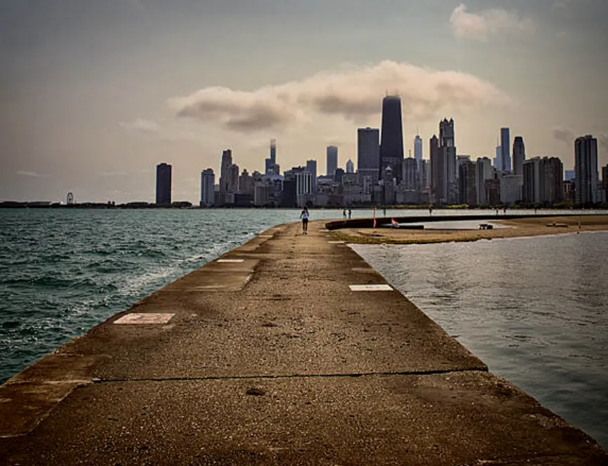 Chicago skyline from lakefront pier